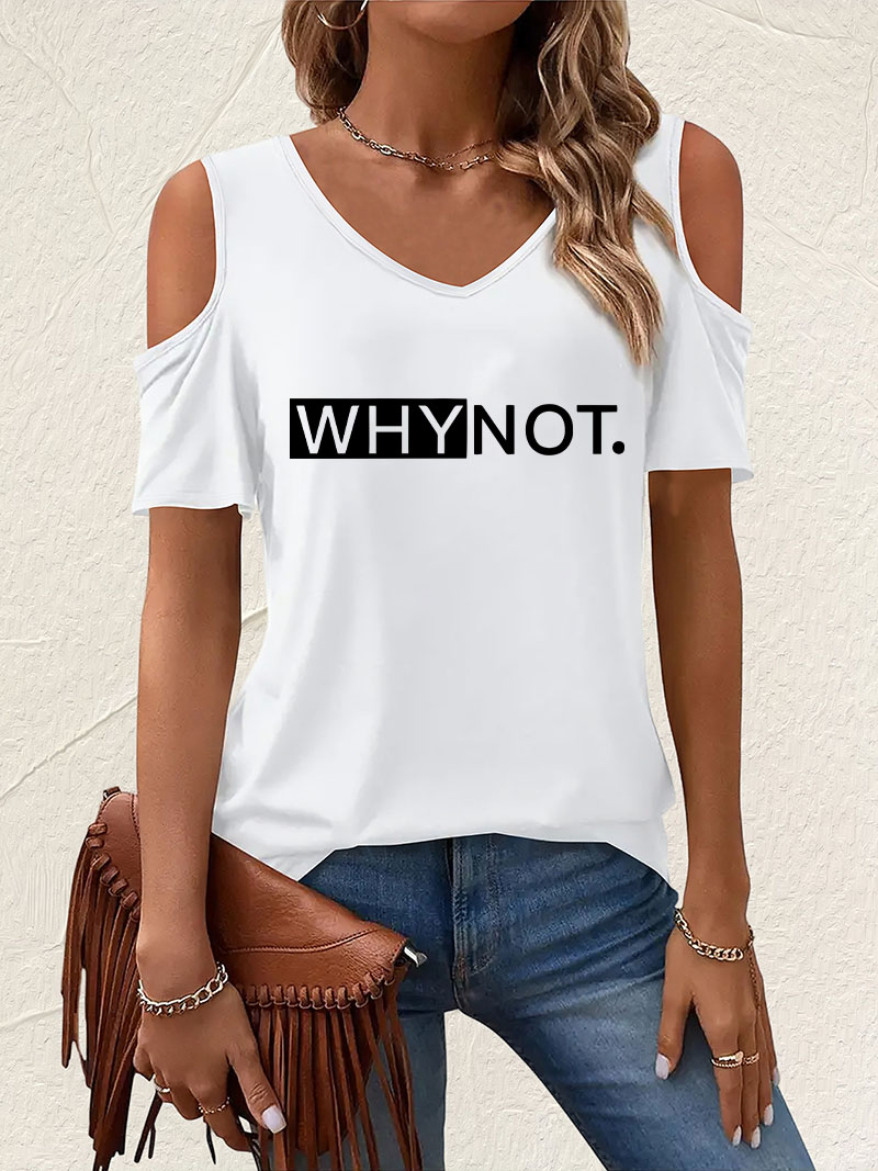 Summer Clothing Drop - Chic V-Neck T-shirt Short Sleeve Graphic