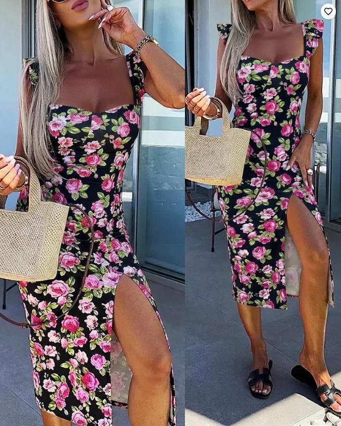 Sundress Midi Floral - Women's Floral Midi Dress 2026 New