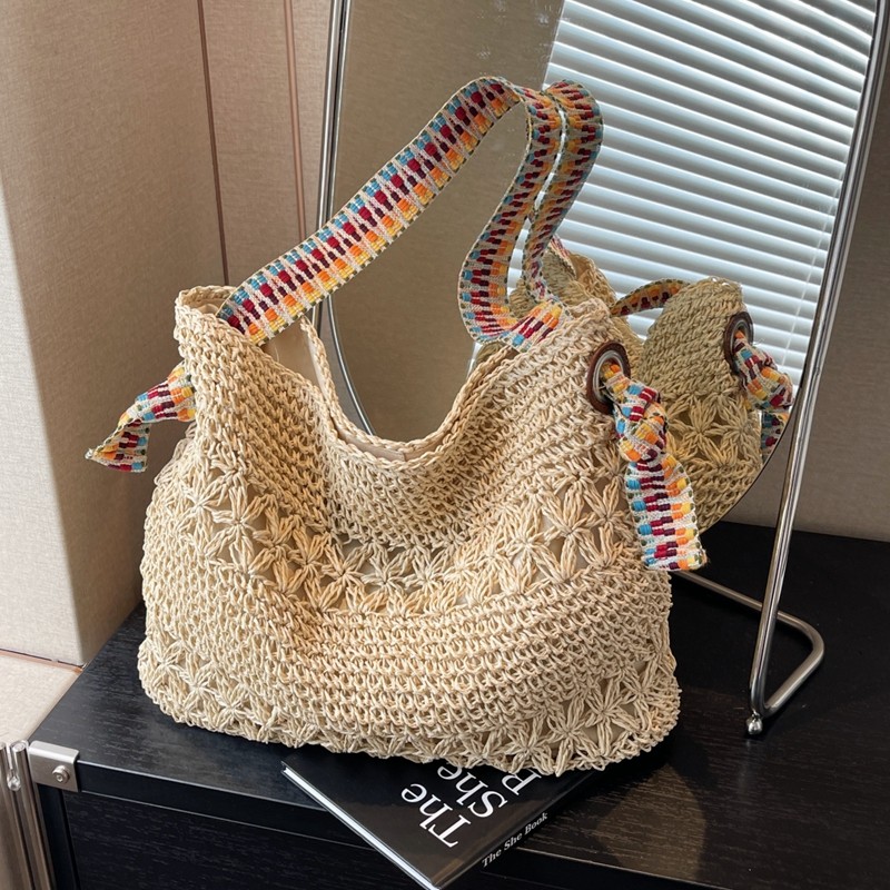 Beach Bag Straw - Beach Vacation Style Women's Straw Woven