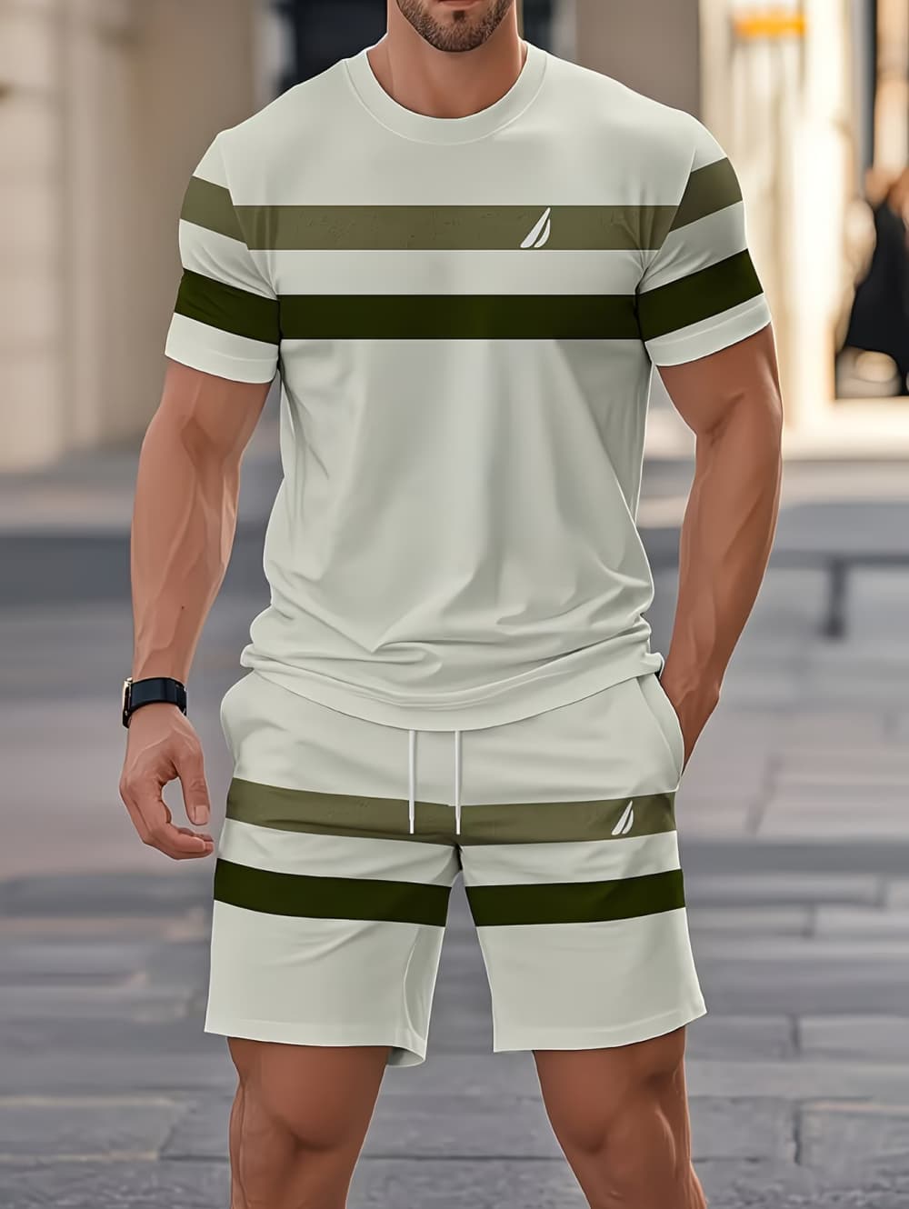 Summer Clothing Men Fashion - Men's Summer Sets Funny 3D Stripe