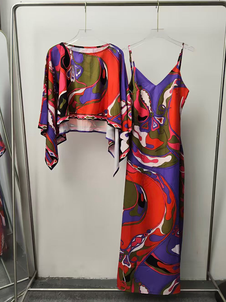 Summer Clothing Women Sale - Retro geometric print loose short pullover