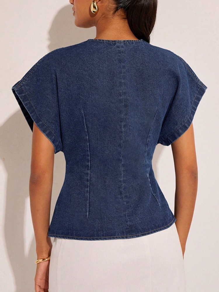 2026Women Dark Blue Denim Blou - đánh giá và giá Summer Clothing Wraps