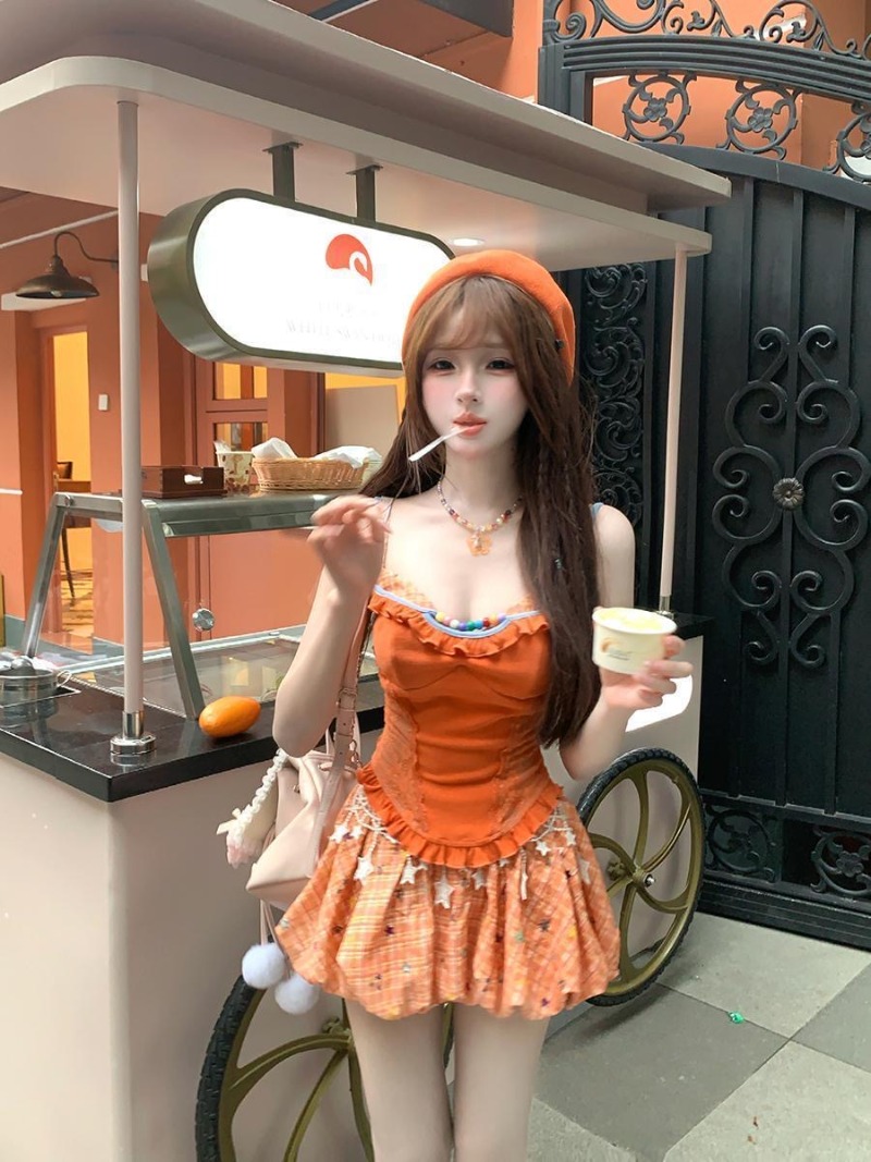Summer New Orange Dopamine Swe - đánh giá và giá Summer Clothing Women Sale