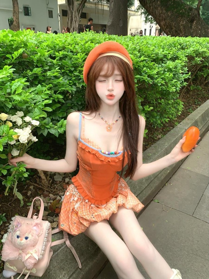 Summer New Orange Dopamine Swe - đánh giá và giá Summer Clothing Women Sale