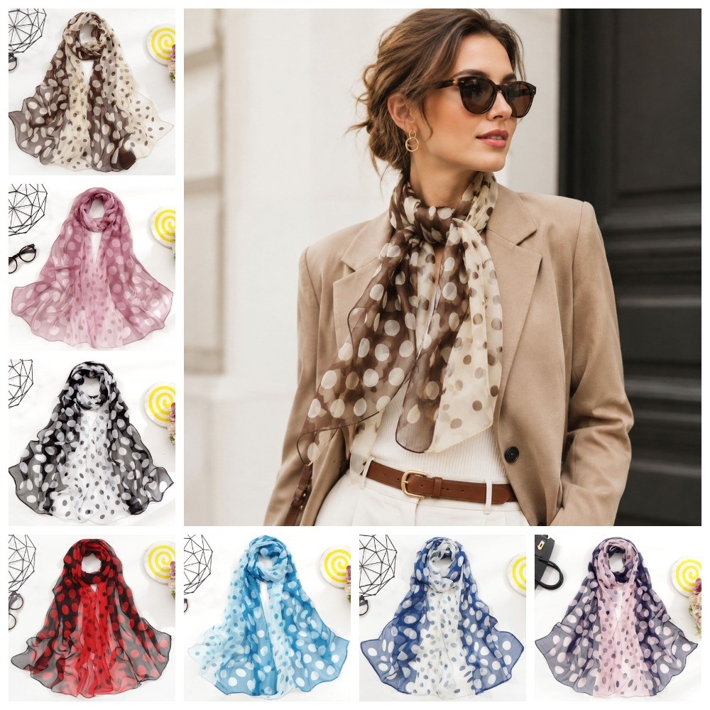 Fashion 160CM Polka Dot Scarf  - đánh giá và giá Summer Clothing Wraps