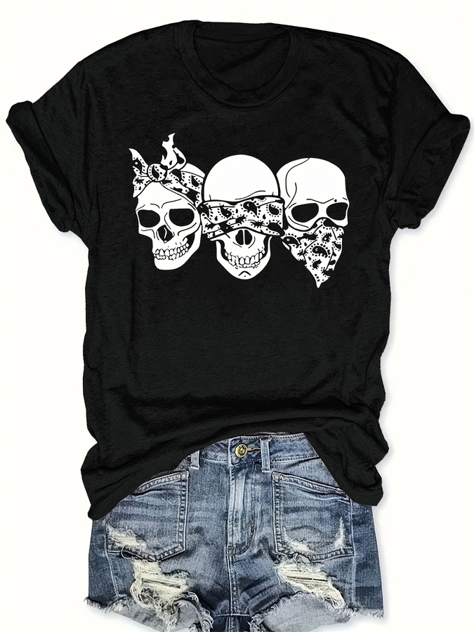 Happy Cartoon Skull T-Shirt, L - đánh giá và giá Summer Clothing Trends 2025 Women'S
