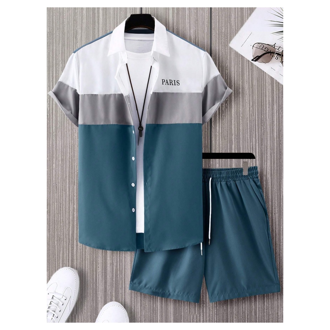 Men's Fashion Suit Blue And Wh - đánh giá và giá Summer Clothing Men Fashion