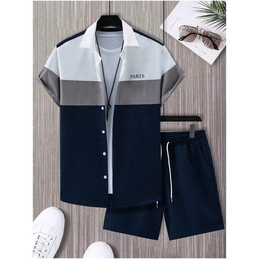 Men's Fashion Suit Blue And Wh - đánh giá và giá Summer Clothing Men Fashion